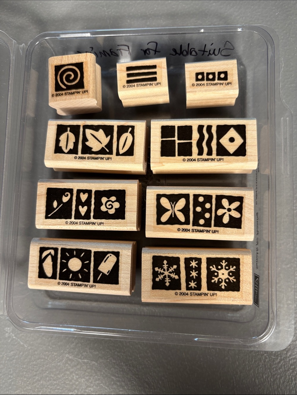 Stampin’ Up! Suitable for Framing 2004 Retired 9 Pc Wood Stamp Set